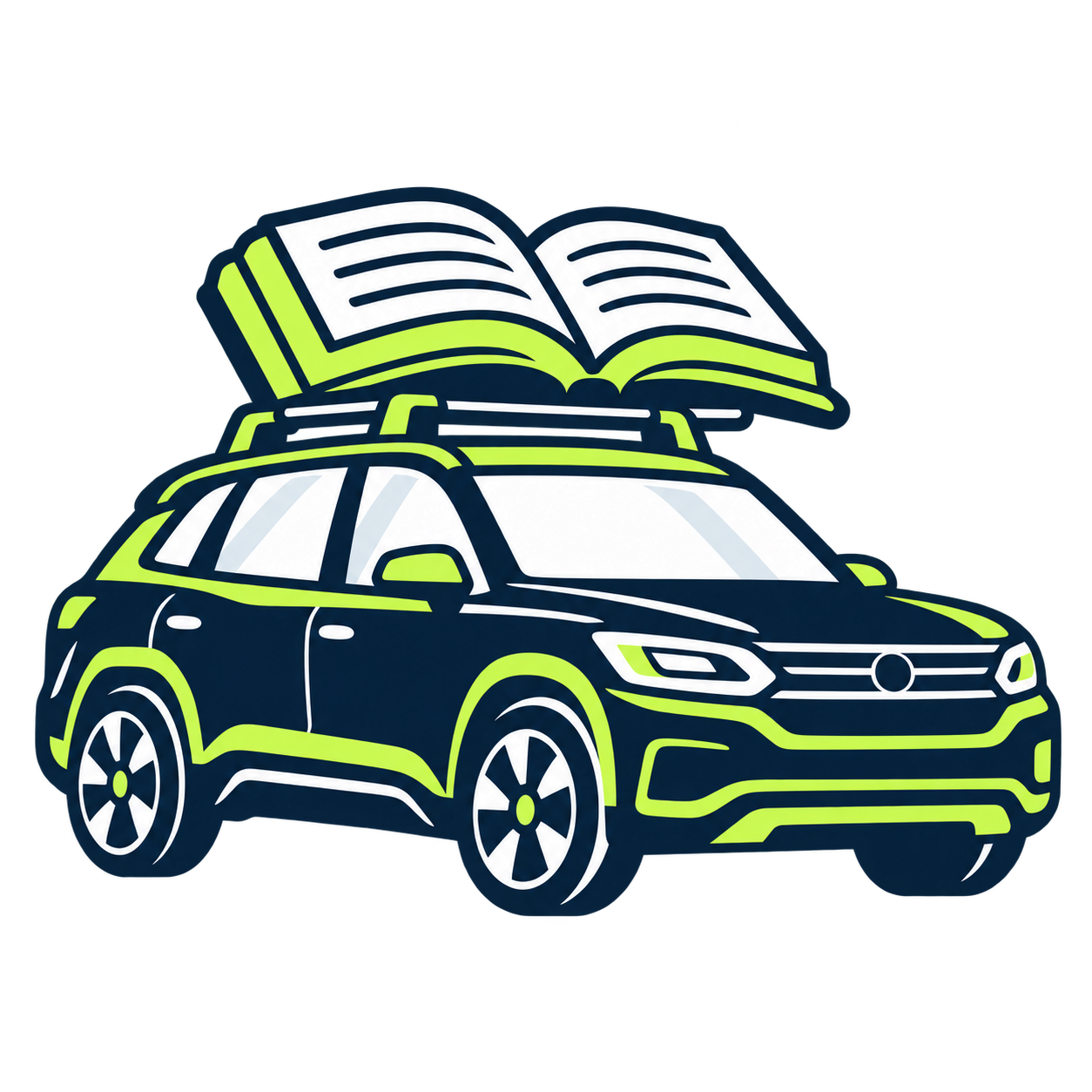 Pictogramme Recap-Chauffeur : livre ouvert porté par un VUS